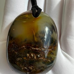 Large Natural Baltic Amber Pendant Necklace, Genuine Amber Stone Pendant, Statement Amber Jewelry, Handmade Gift for Women, Organic Gemstone