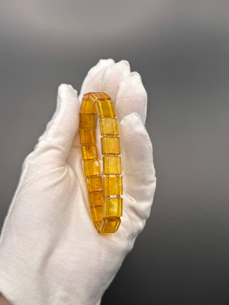 Honey Baltic Amber Bracelet, Rectangular Beads, 7g