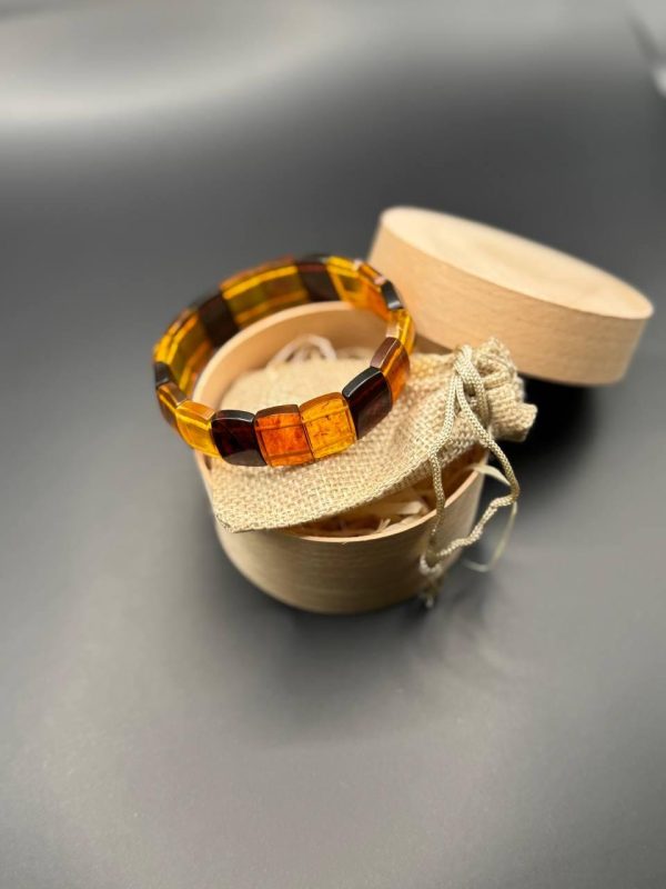 Baltic Amber Bracelet: Yellow Brown Gemstone Jewelry