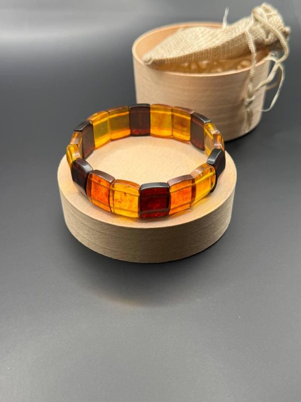 Baltic Amber Bracelet: Yellow Brown Gemstone Jewelry