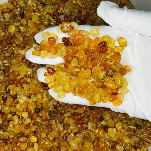 Loose Polished Baltic Amber Beads, Honey Cognac, 30-100g