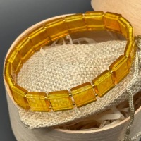Honey Baltic Amber Bracelet, Rectangular Beads, 7g
