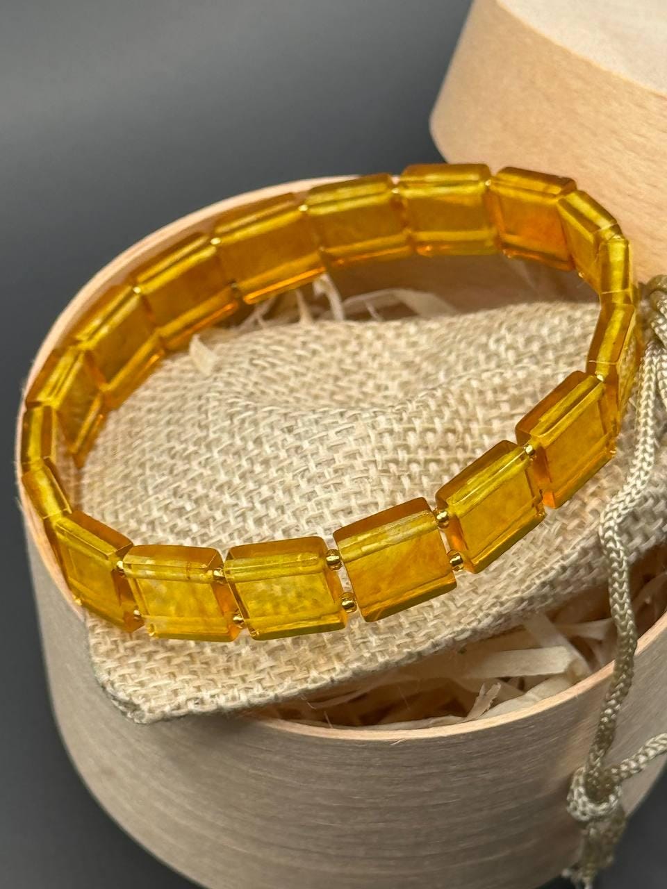 Honey Baltic Amber Bracelet, Rectangular Beads, 7g
