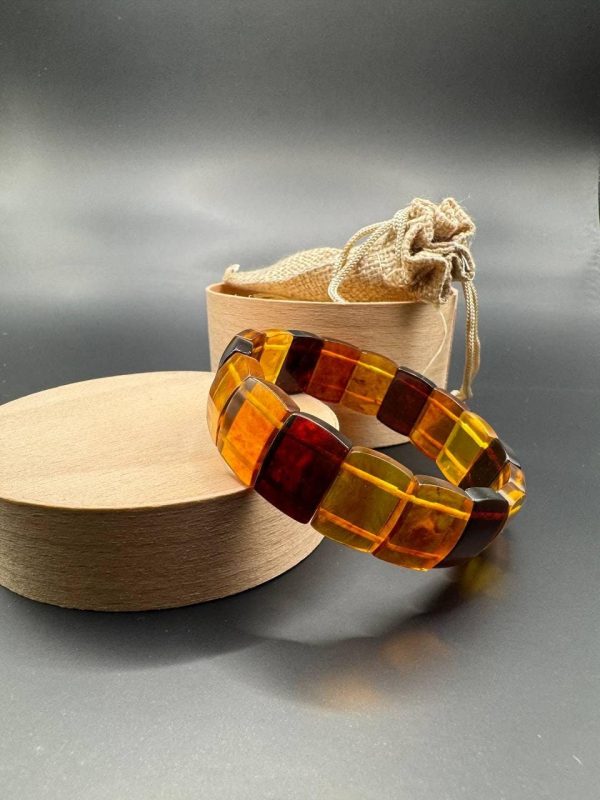 Baltic Amber Bracelet: Yellow Brown Gemstone Jewelry