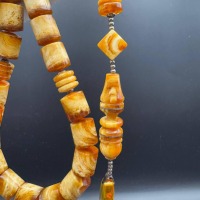 Pressed Amber Tasbih with Insect Inclusion, 33 Beads, 68g