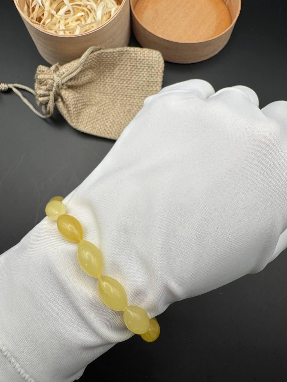 il_fullxfull.6681226850_an8r.jpg Milky Honey Baltic Amber Bracelet, Oval Beads, 7.4g