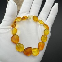 Honey Yellow Baltic Amber Bracelet, Adjustable, 7.6g