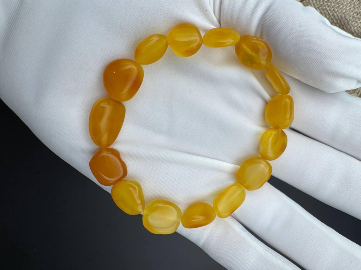 Vintage Butterscotch Baltic Amber Bracelet, 5mm Beads, 9g