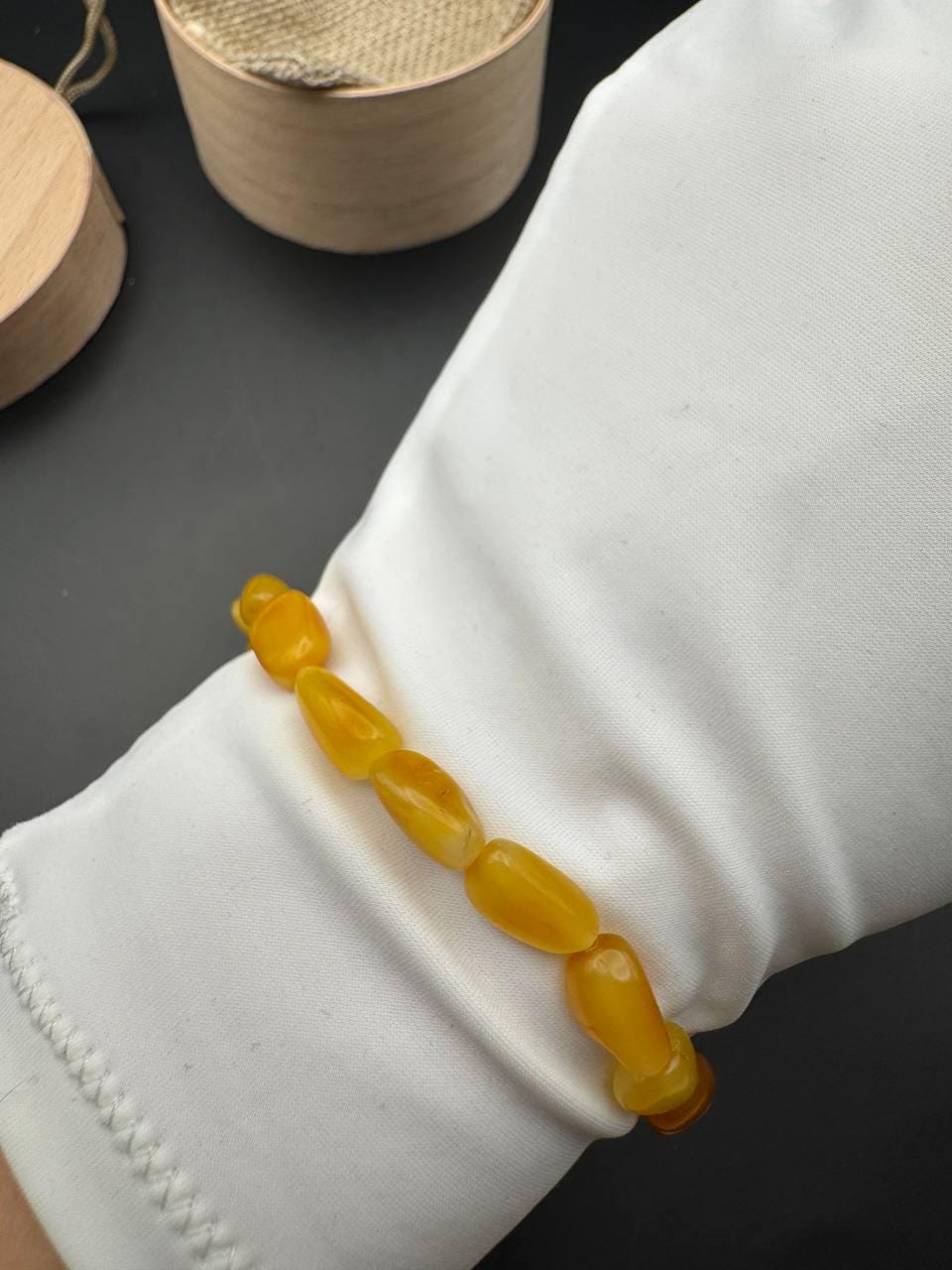 Honey Yellow Baltic Amber Bracelet, Irregular Beads, 22cm, 5g