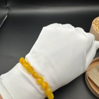 Milky Yellow Baltic Amber Bracelet, Irregular Beads, 5.7g