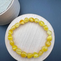 Milky Yellow Baltic Amber Bracelet, Irregular Beads, 5.7g