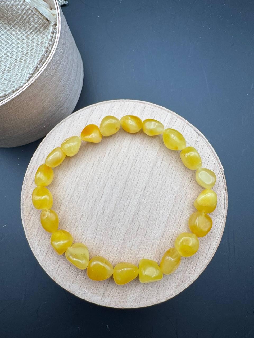 Milky Yellow Baltic Amber Bracelet, Irregular Beads, 5.7g