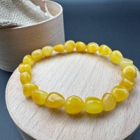 Milky Yellow Baltic Amber Bracelet, Irregular Beads, 5.7g