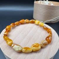 Creamy Honey Marble Baltic Amber Bracelet, 20.5cm, 4.1g