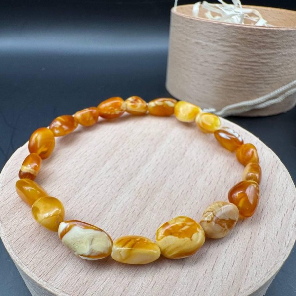 Creamy Honey Marble Baltic Amber Bracelet, 20.5cm, 4.1g