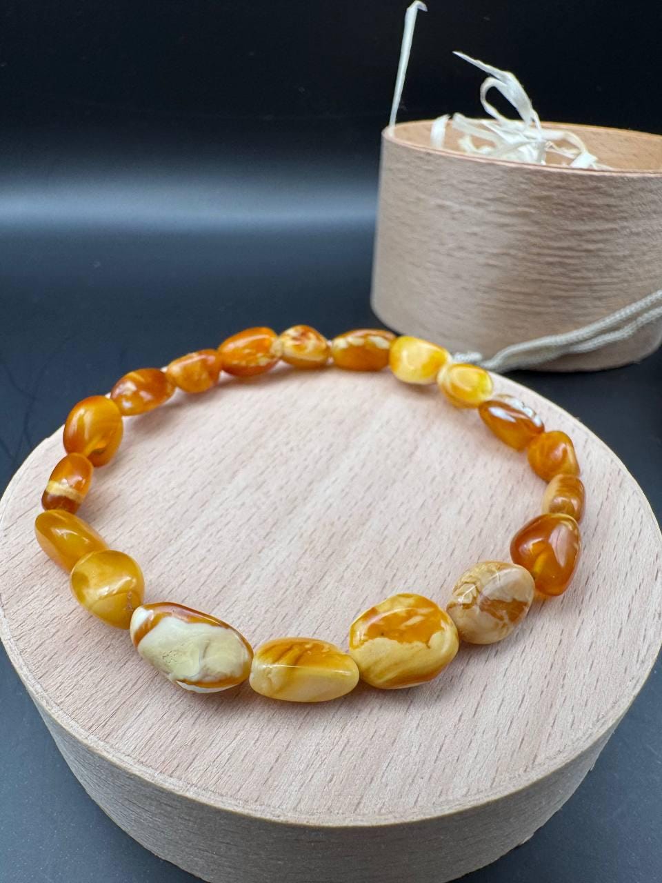 Creamy Honey Marble Baltic Amber Bracelet, 20.5cm, 4.1g