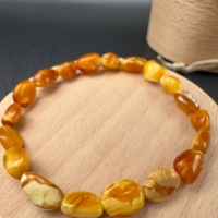 Creamy Honey Marble Baltic Amber Bracelet, 20.5cm, 4.1g