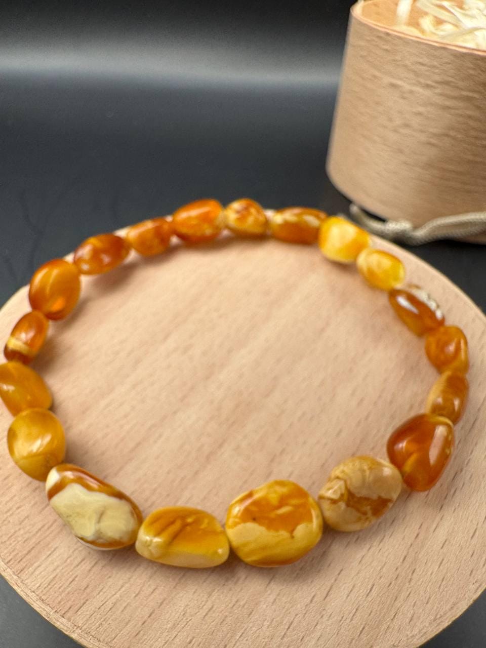 Creamy Honey Marble Baltic Amber Bracelet, 20.5cm, 4.1g