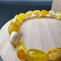 Milky Honey Marble Baltic Amber Bracelet, Stretch Fit, 4.7g