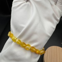 Milky Honey Marble Baltic Amber Bracelet, Stretch Fit, 4.7g