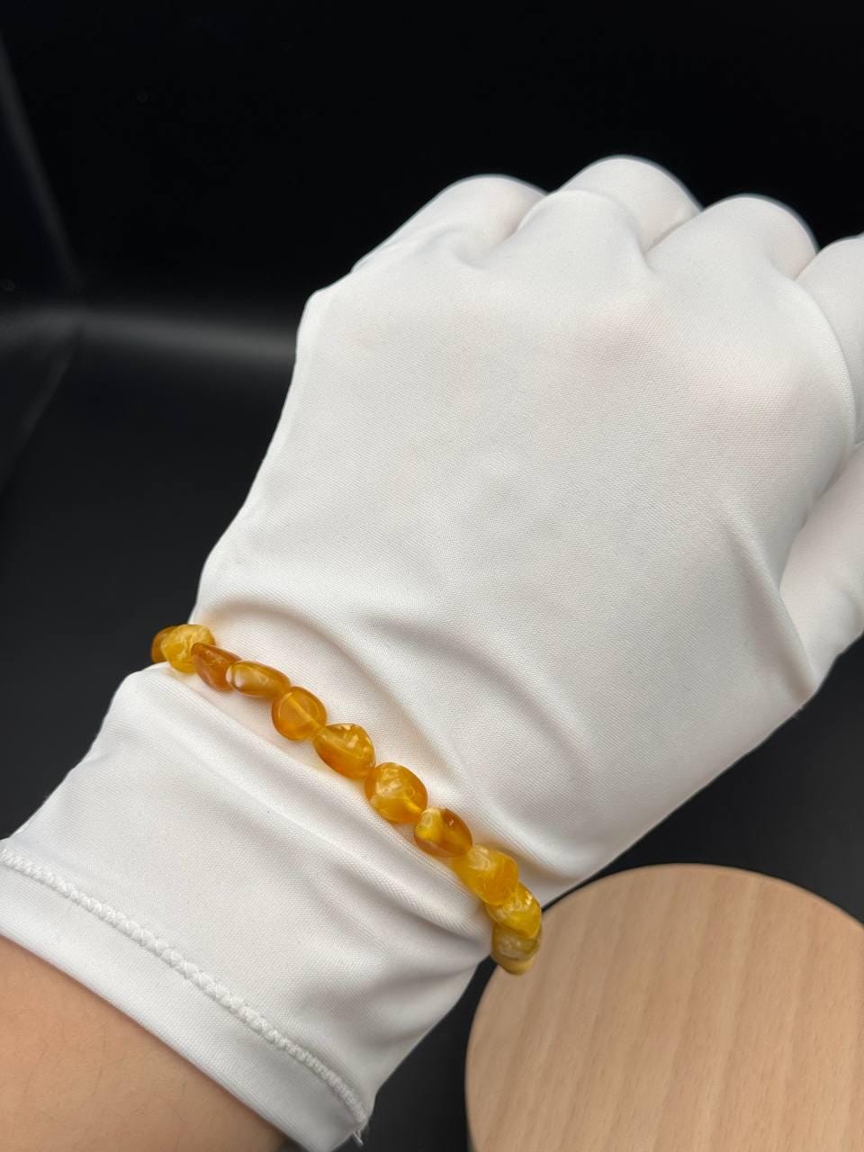 Honey Marble Baltic Amber Bracelet, 19cm, 4.4g
