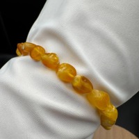 Honey Marble Baltic Amber Bracelet, 19cm, 4.4g