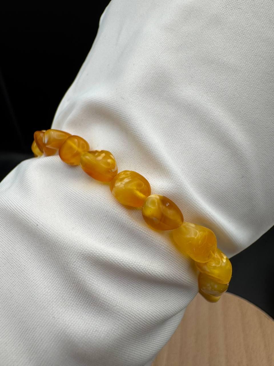 Honey Marble Baltic Amber Bracelet, 19cm, 4.4g