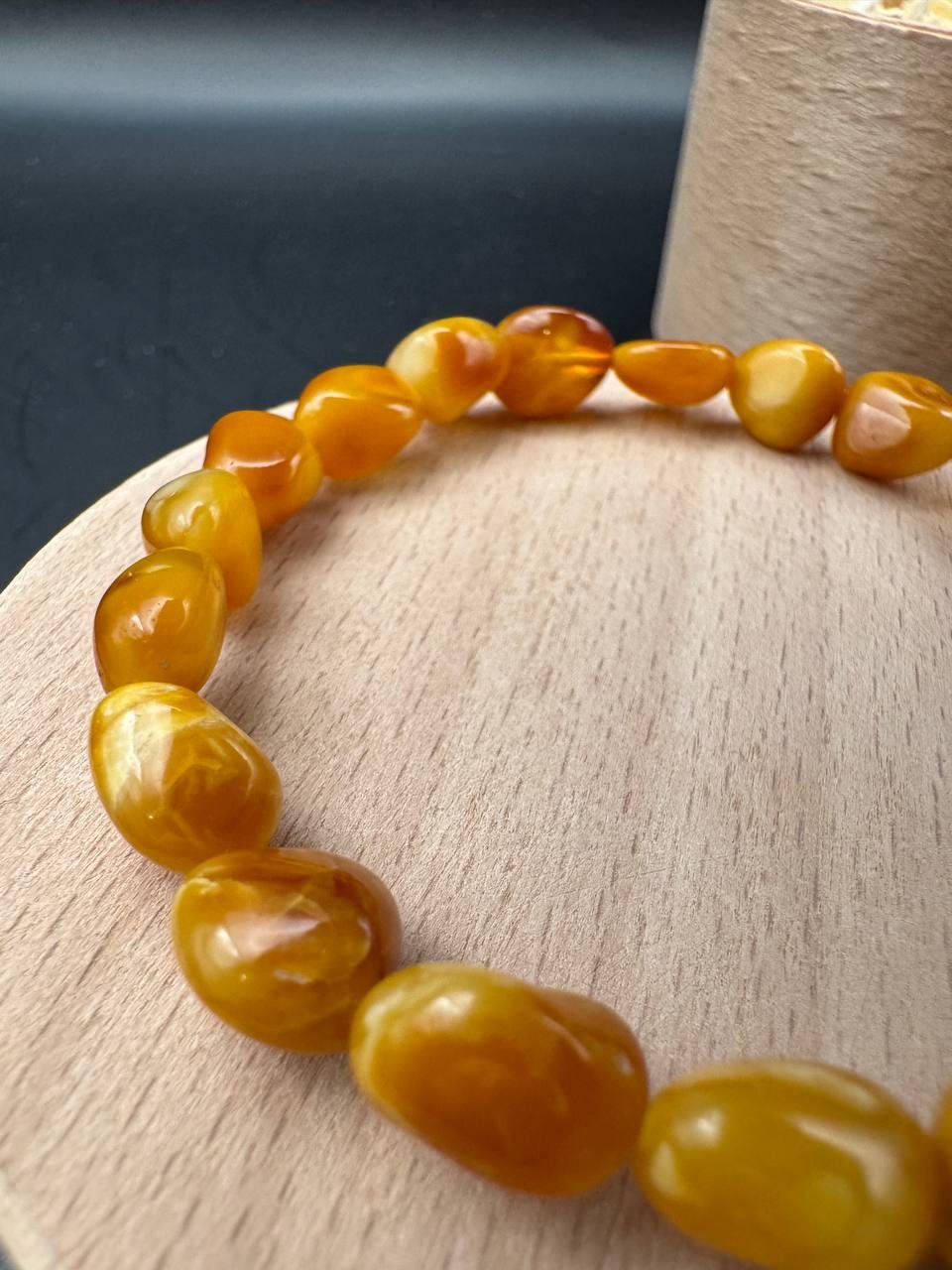 Rich Cognac Baltic Amber Bracelet, Irregular Beads, 5g