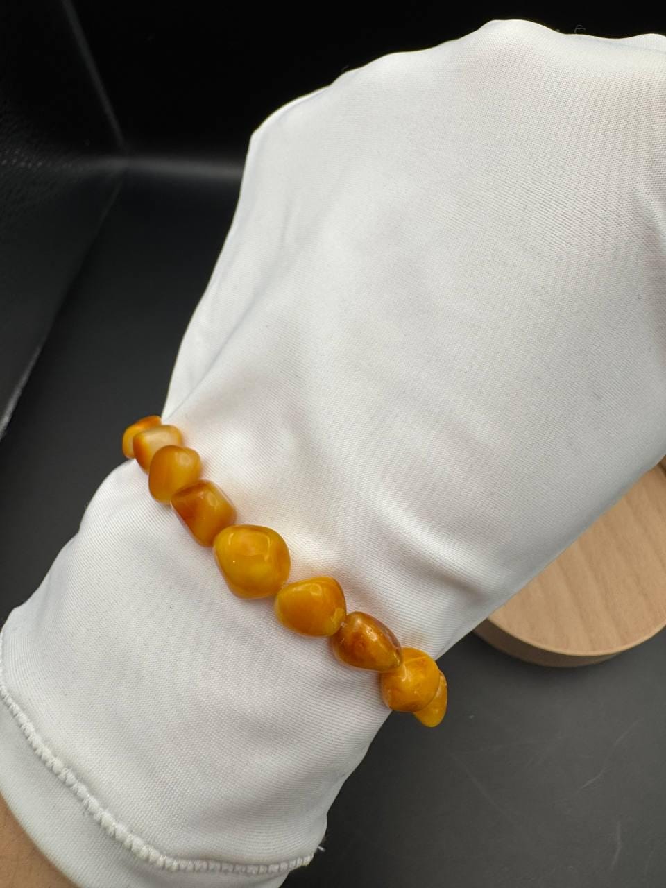 Rich Cognac Baltic Amber Bracelet, Irregular Beads, 5g