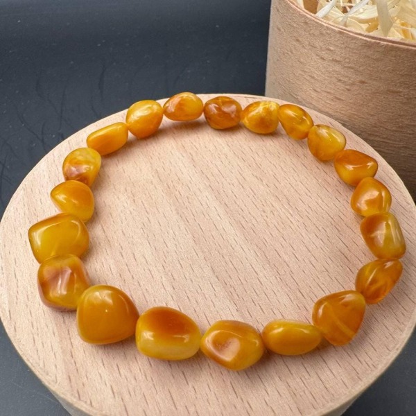Rich Cognac Baltic Amber Bracelet, Irregular Beads, 5g