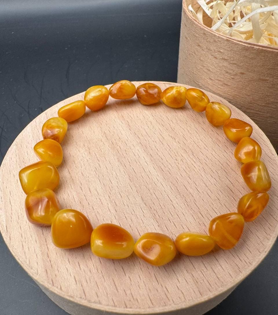 Rich Cognac Baltic Amber Bracelet, Irregular Beads, 5g