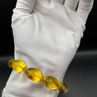 Honey Yellow Baltic Amber Bracelet with Insect Bead, 15g