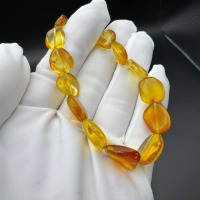 Honey Yellow Baltic Amber Bracelet, Adjustable, 7.6g