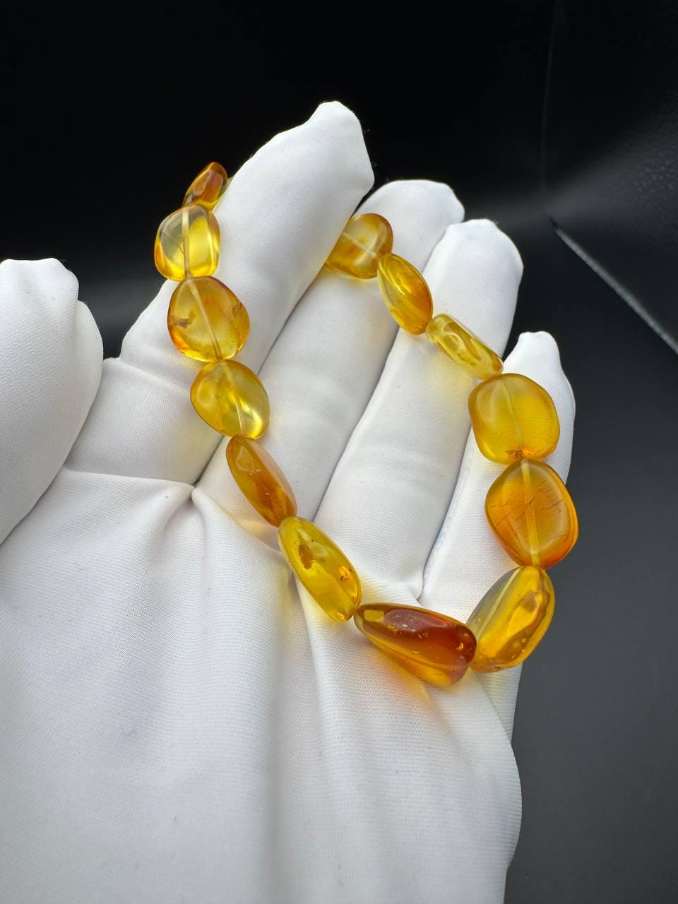 Honey Yellow Baltic Amber Bracelet, Adjustable, 7.6g