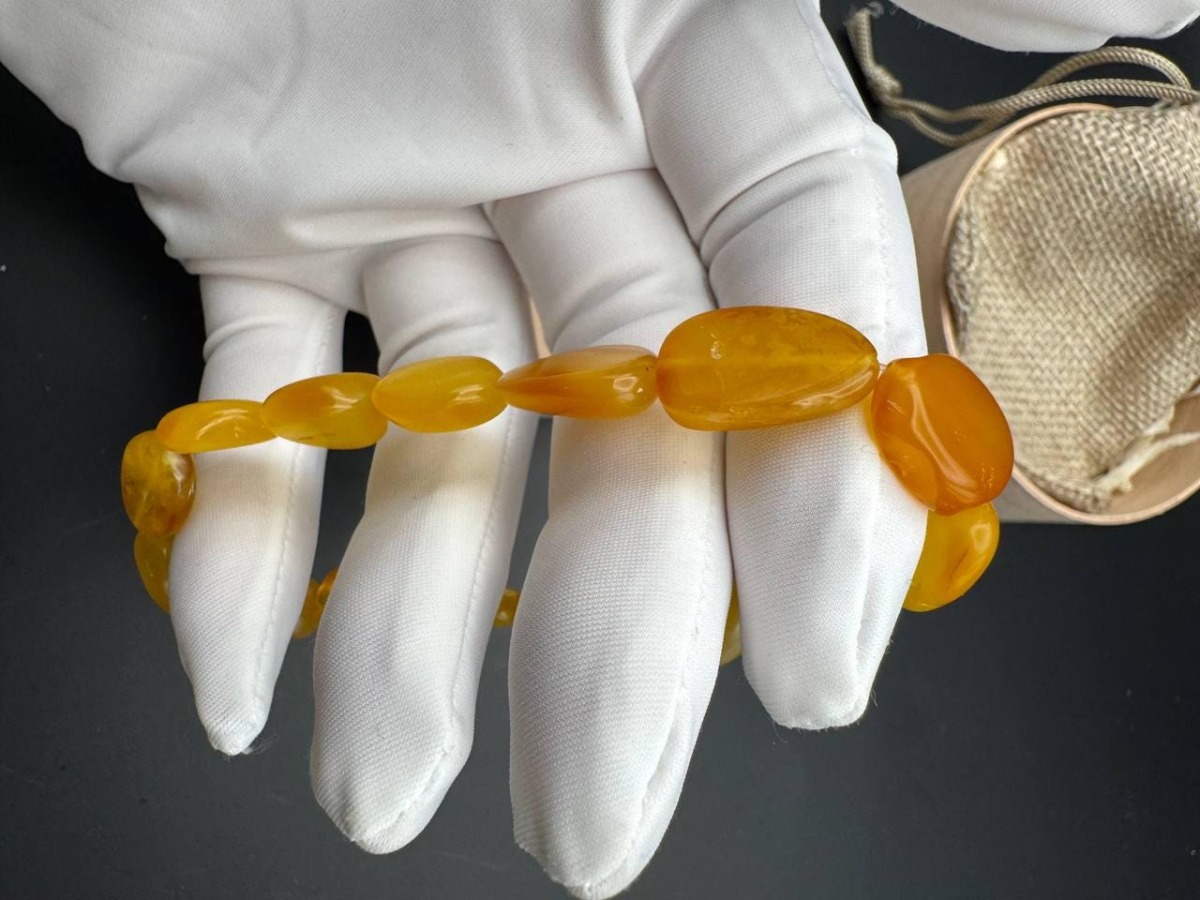 Vintage Butterscotch Baltic Amber Bracelet, 5mm Beads, 9g