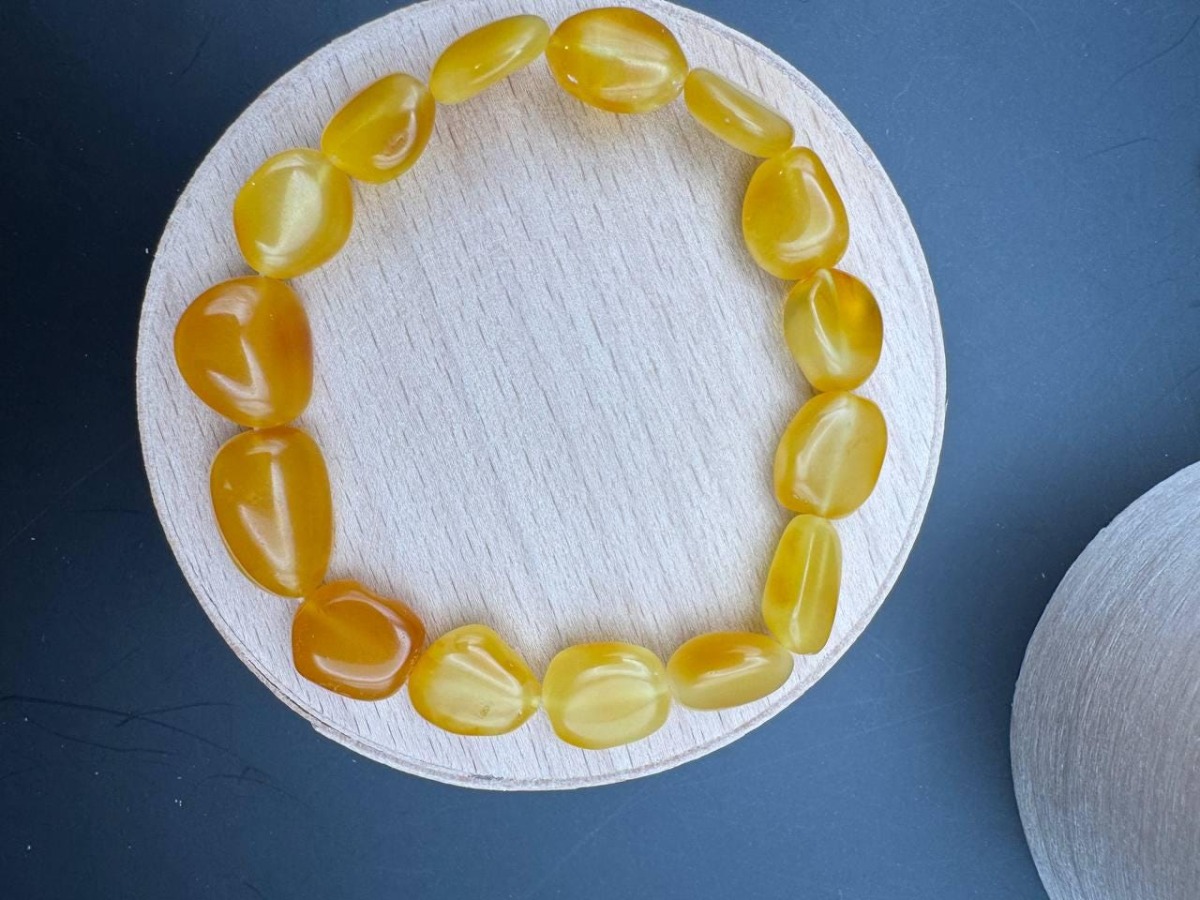 Vintage Butterscotch Baltic Amber Bracelet, 5mm Beads, 9g