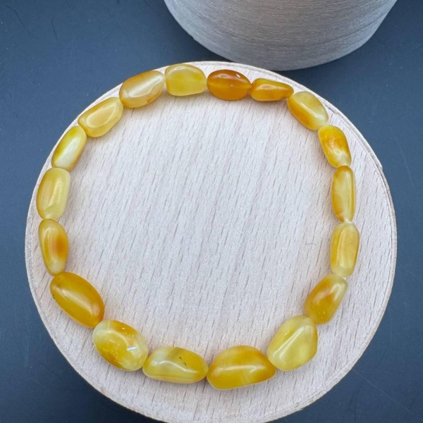 Honey Yellow Baltic Amber Bracelet, Irregular Beads, 22cm, 5g