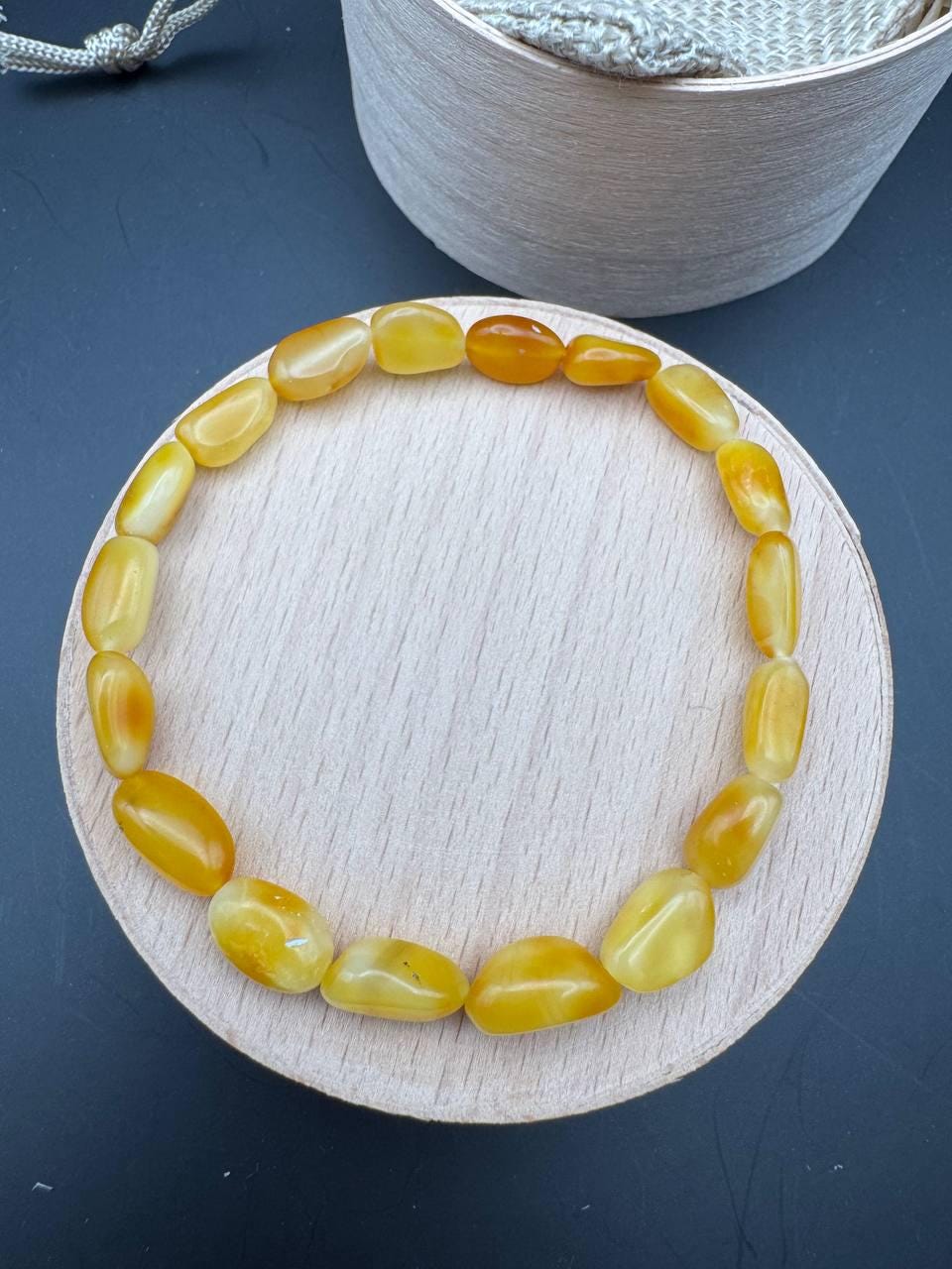 Honey Yellow Baltic Amber Bracelet, Irregular Beads, 22cm, 5g
