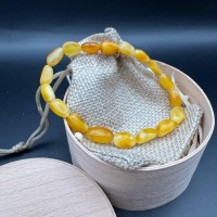 Honey Yellow Baltic Amber Bracelet, Irregular Beads, 22cm, 5g