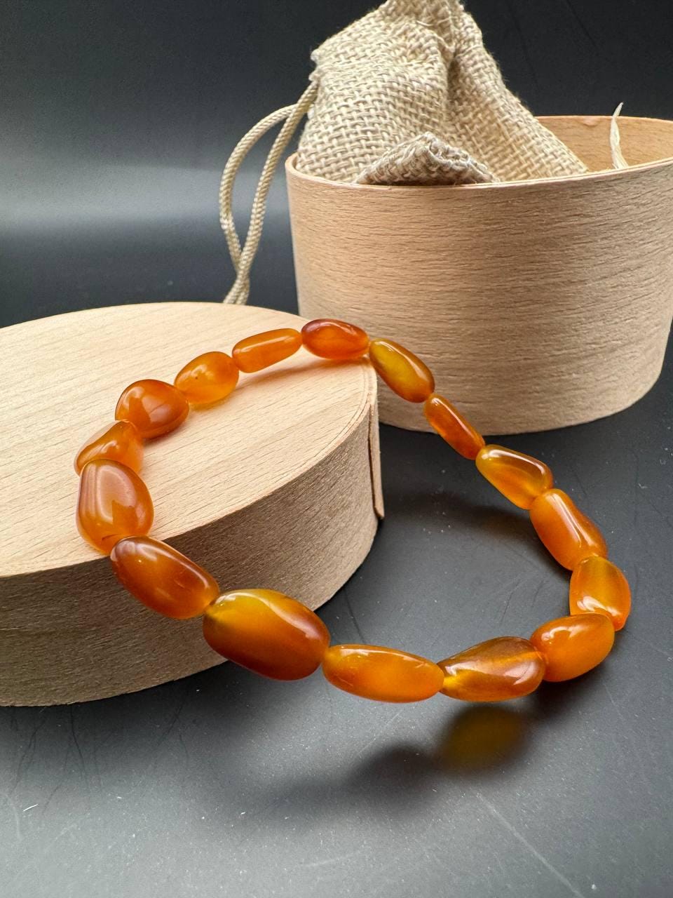 Honey Cognac Baltic Amber Bracelet, Irregular Beads, 4.5g