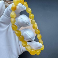 Milky Yellow Baltic Amber Bracelet, Irregular Beads, 5.7g