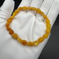 Yellow Baltic Amber Bracelet, Elastic Fit, 21cm, 4.5g