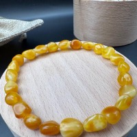 Yellow Baltic Amber Bracelet, Elastic Fit, 21cm, 4.5g
