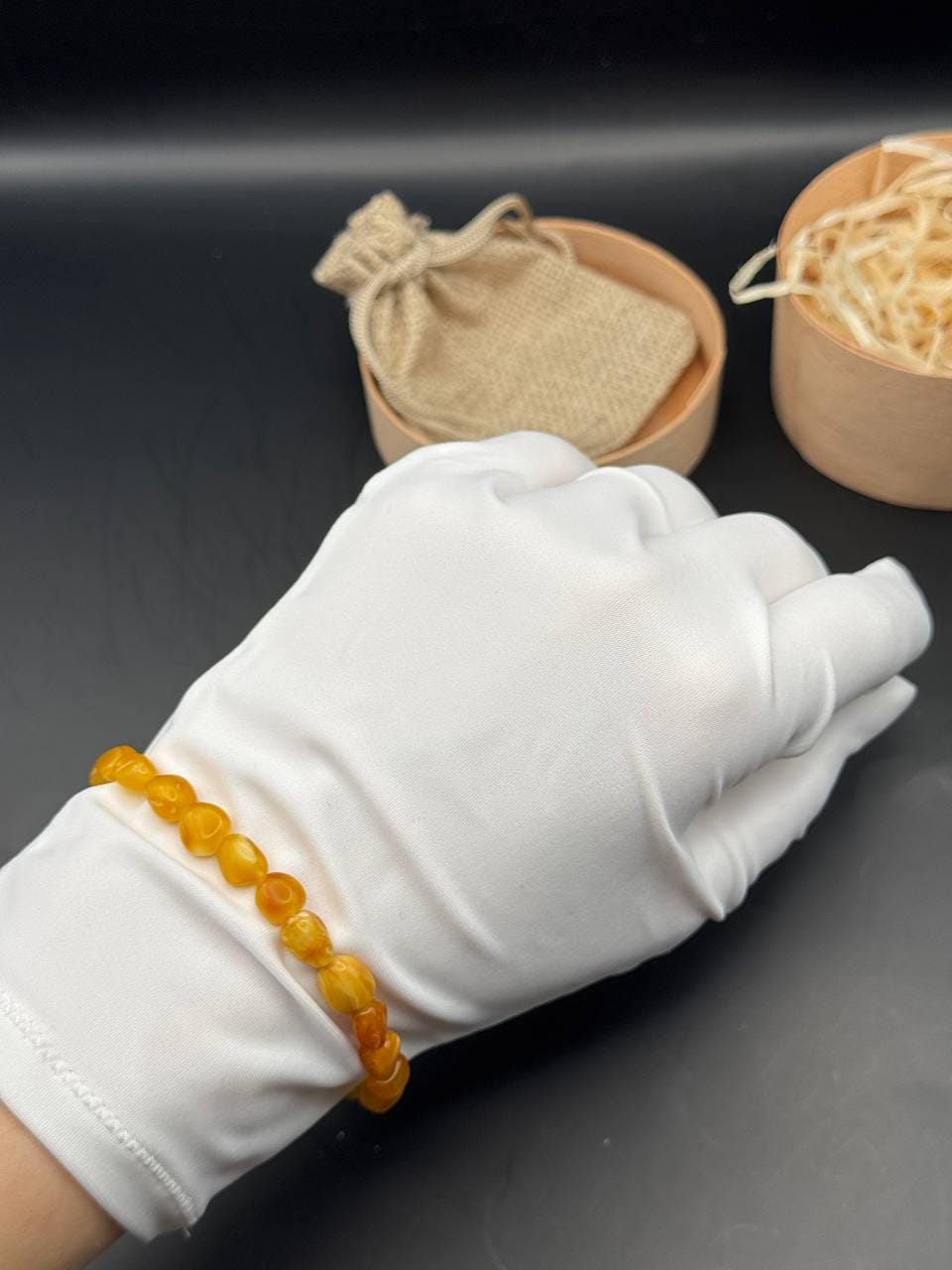 Yellow Baltic Amber Bracelet, Elastic Fit, 21cm, 4.5g
