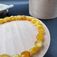 Yellow Baltic Amber Bracelet, Elastic Fit, 21cm, 4.5g