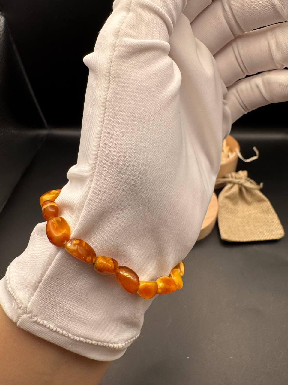 Creamy Honey Marble Baltic Amber Bracelet, 20.5cm, 4.1g