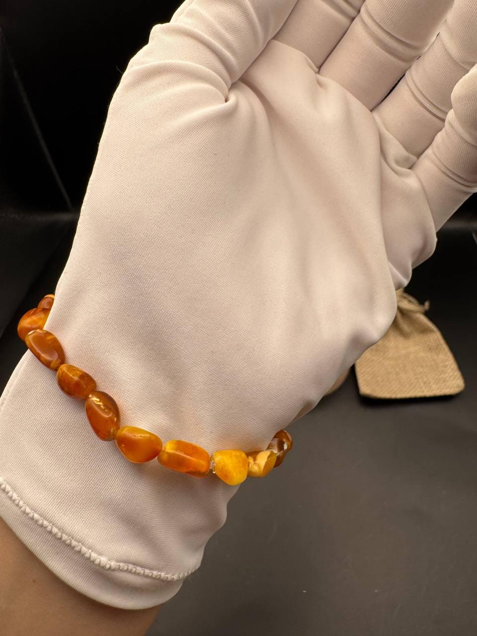 Creamy Honey Marble Baltic Amber Bracelet, 20.5cm, 4.1g