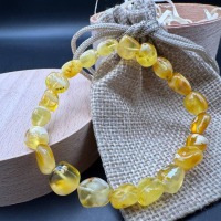 Milky Honey Marble Baltic Amber Bracelet, Stretch Fit, 4.7g