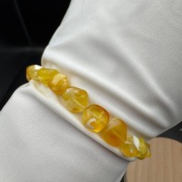 Milky Honey Marble Baltic Amber Bracelet, Stretch Fit, 4.7g