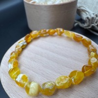 Honey Marble Baltic Amber Bracelet, 19cm, 4.4g